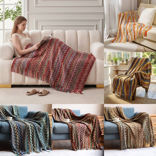 Boho wave striped throw - wave,