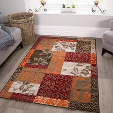 Warm Red Modern Patchwork Rugs