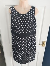 Womens Kardashian Kollection black & white  Polka Dot shift Dress -14