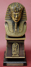Vintage King Tutankhamun Brass Statue Egyptian Bust 7” Paperweight