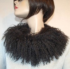 Fur Scarf Tibetan Lamb Boa Loop Fur Collar Lambskin Trim Coat Jacket Espresso