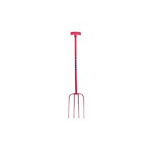Perry No.560 T-Handle 4 Prong Steel Manure Fork Red