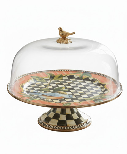 Bird enamel cake stand - enamel,