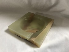 RETRO VINTAGE Green Onyx Marple Heavy Square Ashtray