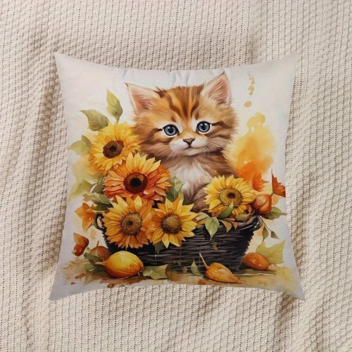 Beautiful cat print pillow - cat,
