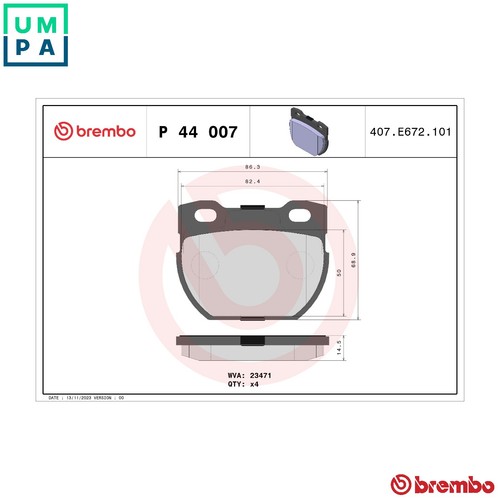 Brake pad set disc - brake, p