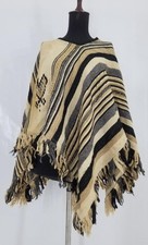 Vintage Traditional Peruvian Handwoven Striped Poncho 170x78cms