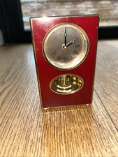 Vintage Rhythm Mantel Clock w/ Rotating Pendulum - Fully Working Missing Handle