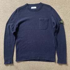 Stone Island Men’s Navy Knitted Jumper with Felt Pocket Medium/Size M