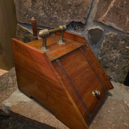 Mahogany brass coal scuttle - mahogany,