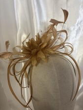 Gold Fascinator for Weddings, Races, and Ascot Brand New Ladies Day Gold Hat