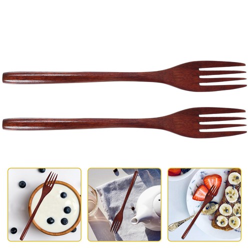 2pcs long handle wooden - 2pcs, fork