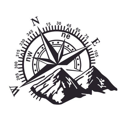 Compass mountain vinyl decals - compass,