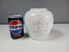 Denmead Pottery Ceramic Vase With Flowers - 14 cm Tall - GC