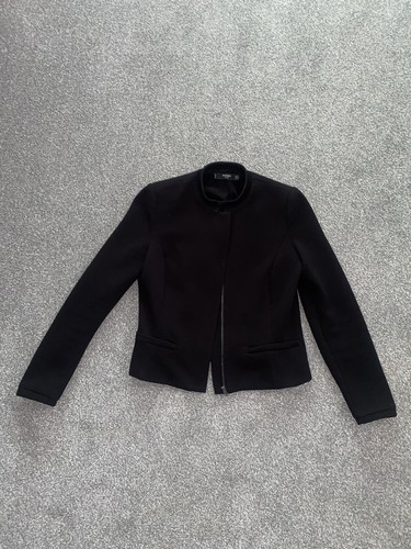 Women black mango blazer - black,