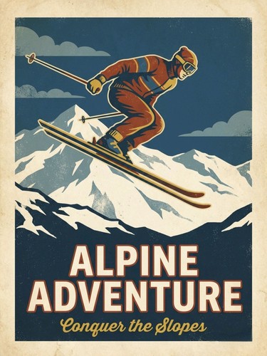 Vintage ski jumping - jumping, alps