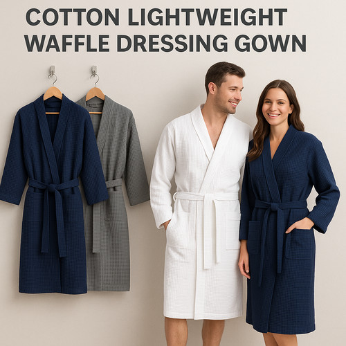 Waffle towel bath - robe, unisex