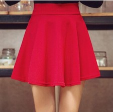 Womens Skater Skirts Flared A Line Elastic Stretch Pleated Waist Dress Plus Size