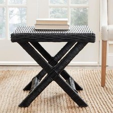 Black Wicker X-Bench 22" X