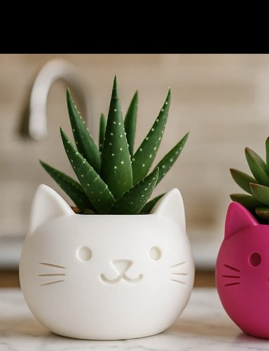 White plastic cat - cat, face