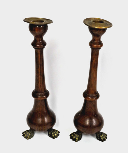 Pair wooden turned - pair, candle
