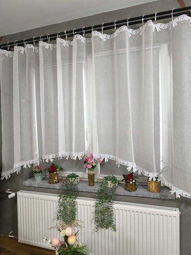 White voile curtain - white,