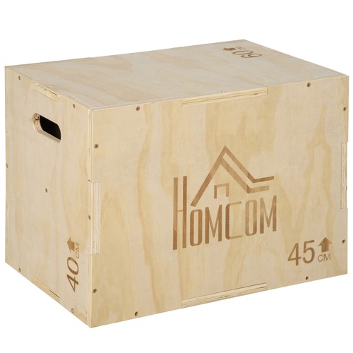 Homcom wooden plyo box - wooden,