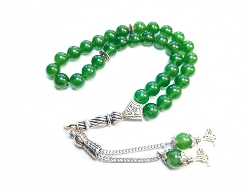 Green nephrite jade worry - green,