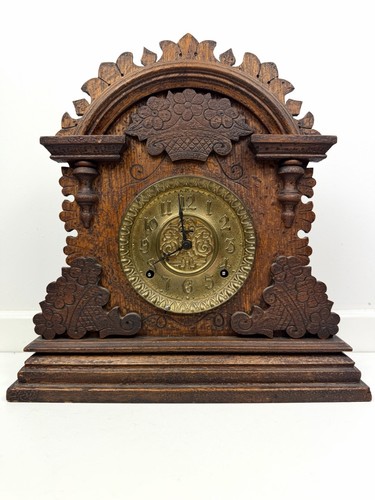 Antique american oak mantel - antique,