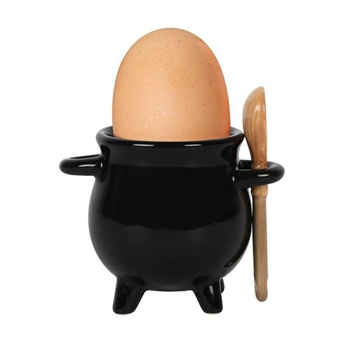 Black cauldron egg cup with - black,