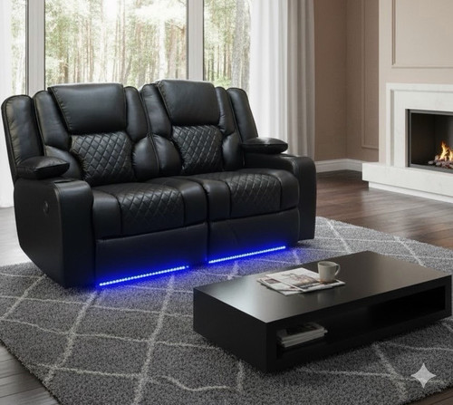 Black leather seater - 2,