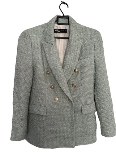 Zara sage green tweed blazer - tweed,