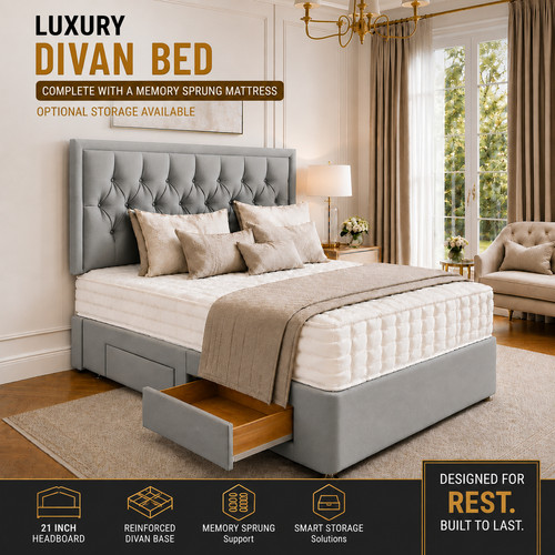 Plush divan bed set - divan, with