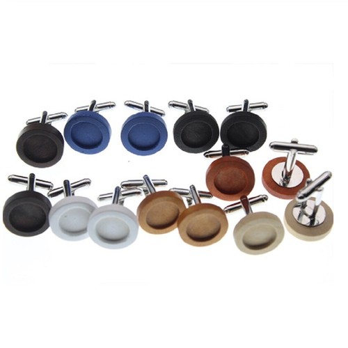 Wooden mens round cufflinks - round,
