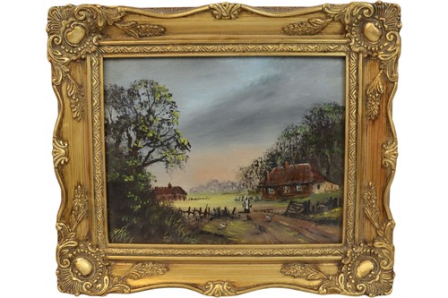 Framed landscape painting - framed,