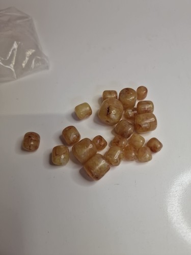 Vintage egg yolk amber beads - egg,