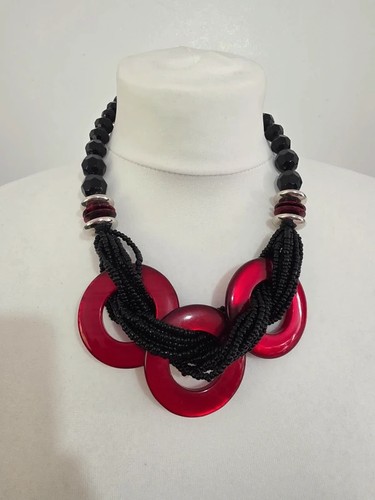 Statement necklace red - statement,