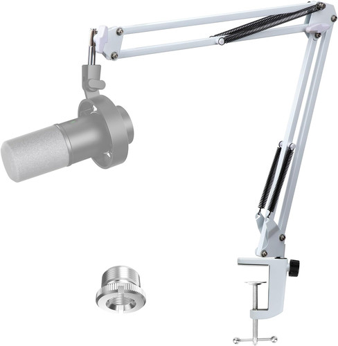White mic boom arm compatible - white,