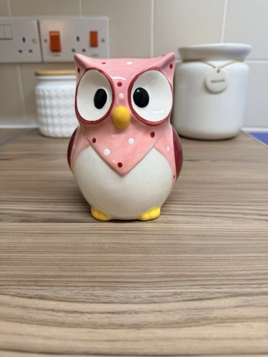 Ceramic porcelain pink owl - ceramic,