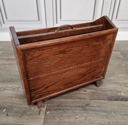 Vintage oak magazine rack - magazine,