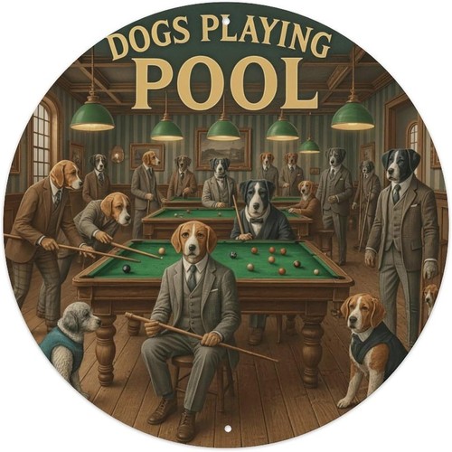 Dogs playing pool gentlemen - dogs,