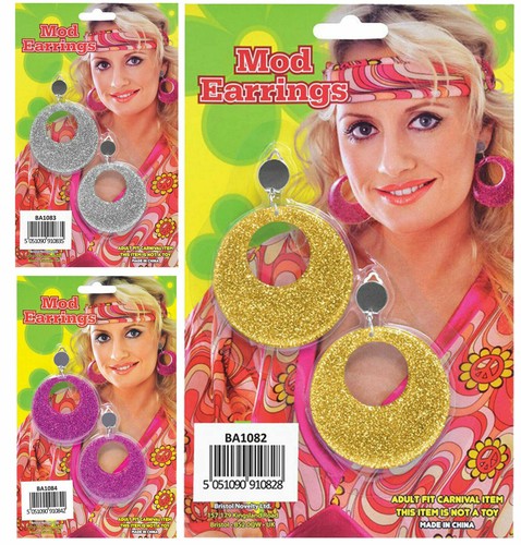 Mod glitter earrings ladies - glitter,