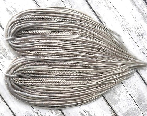 Gray white synthetic dreadlock - gray,
