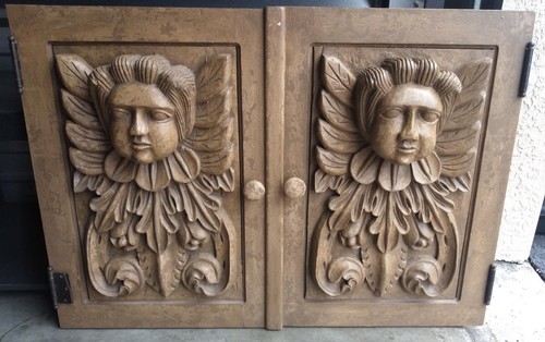 Pair two carved - pair,