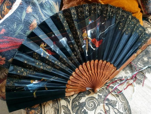 Victorian antique hand fan - hand,