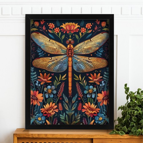 Botanical dragonfly art - botanical,