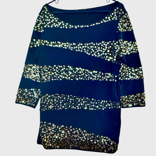 Blue sequin tunic - sequin, l