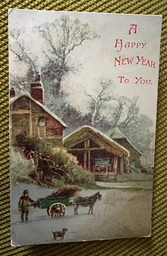 Antique postcard new year - antique,
