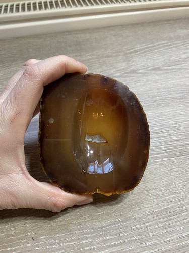 Natural brown agate slice - brown,