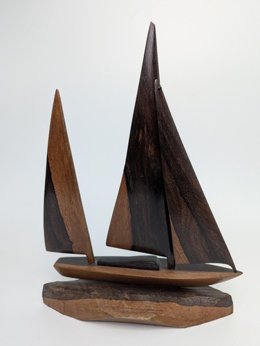Handmade wooden boat sculpture - handmade,